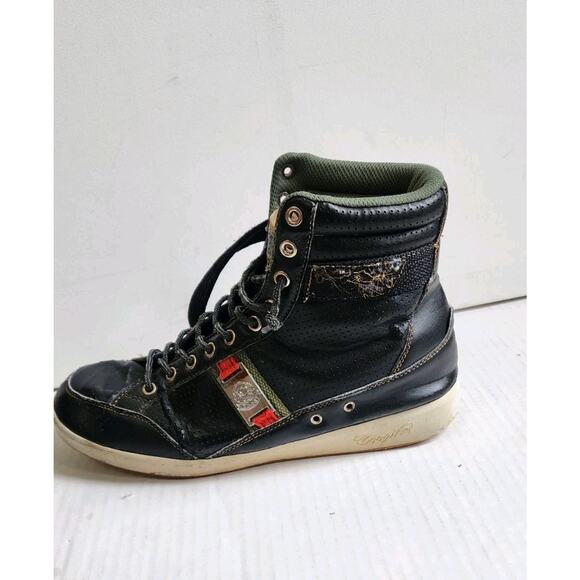Coogi High Top Sneakers Mens 9.5 Black Leather Streetwear Strap Casual Shoes main image 5